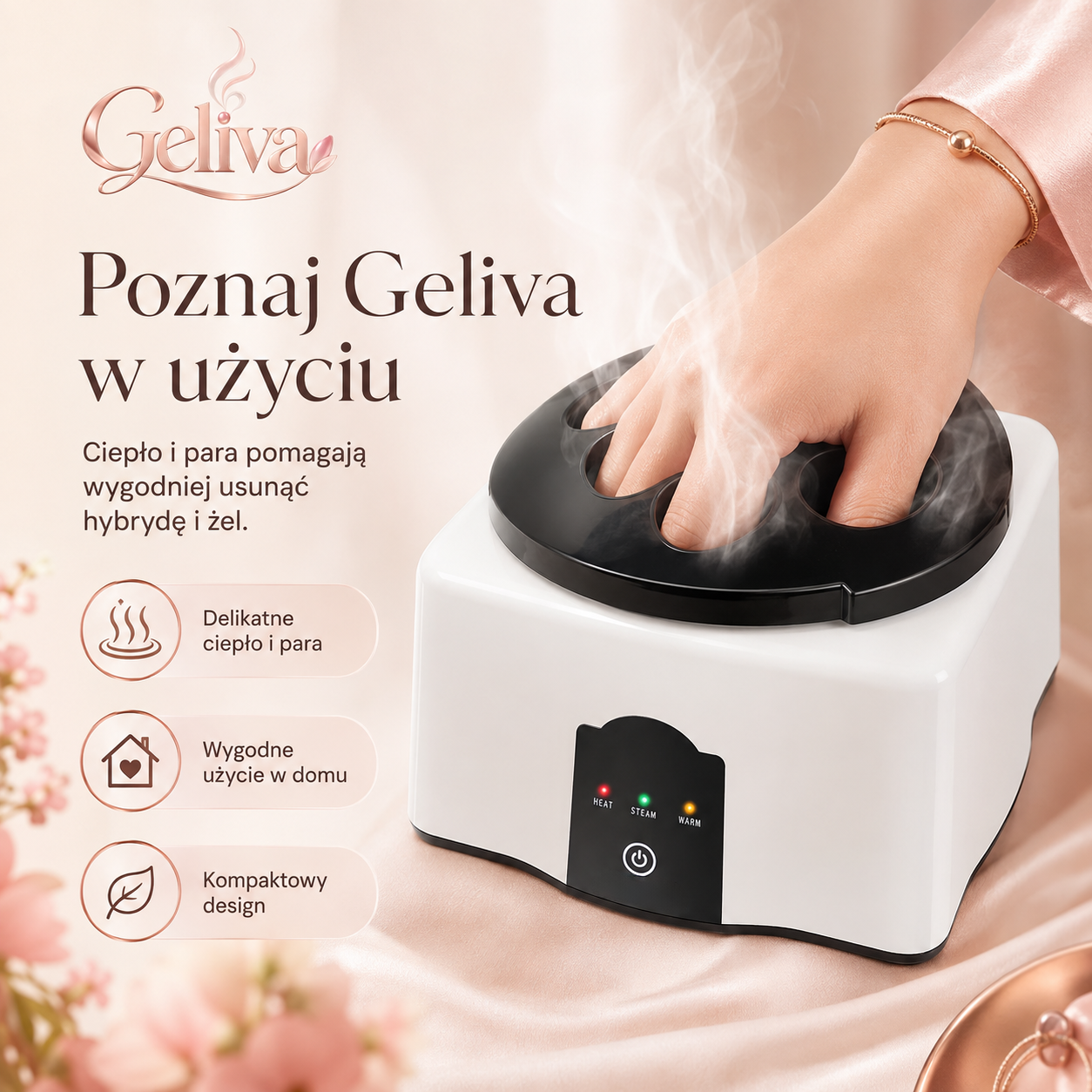 Geliva – Parowe Urządzenie do Łatwiejszego Usuwania Hybrydy i Żelu